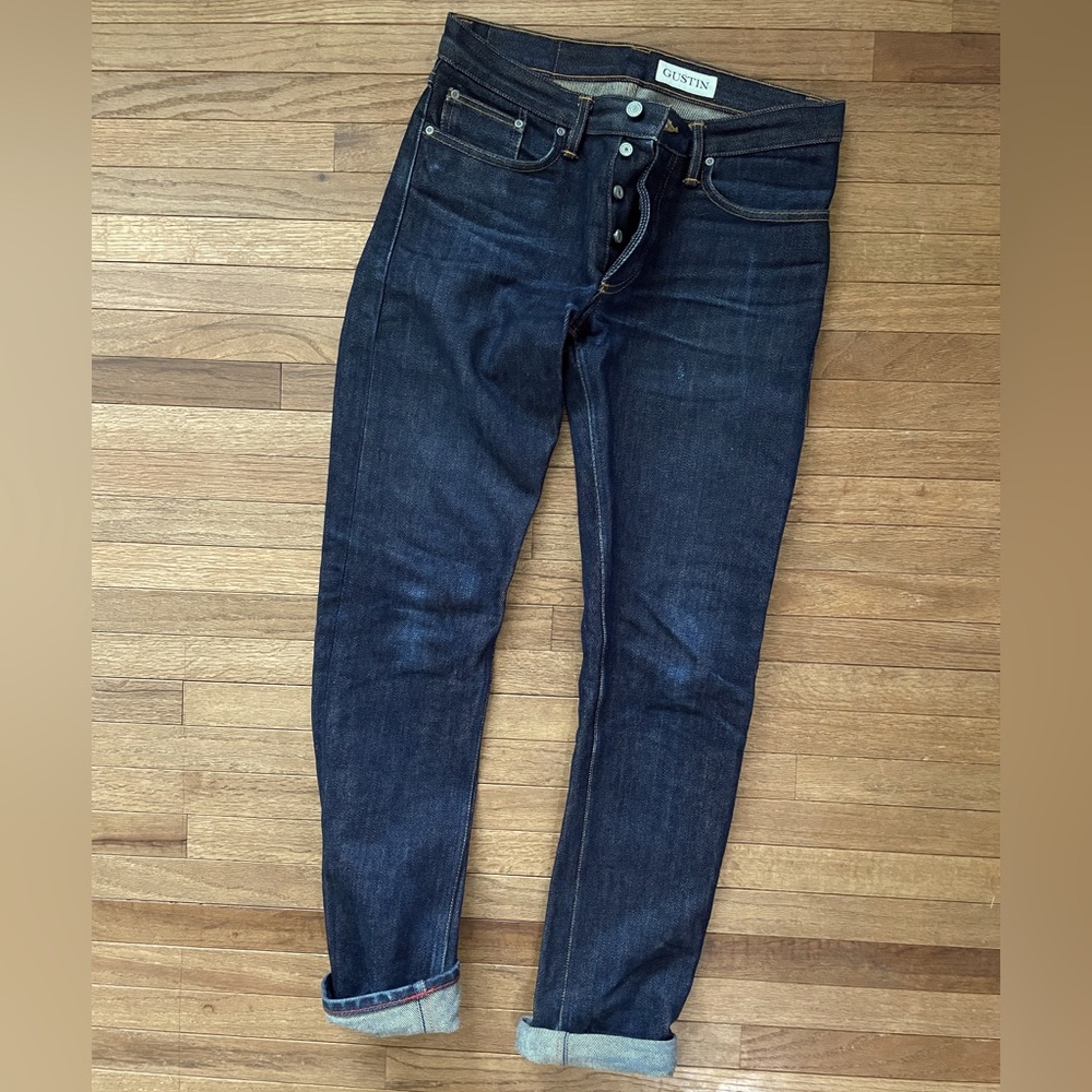 Gustin 21oz Heavyweight Raw Selvedge Denim Jeans. Model# 265. Slim fit 33